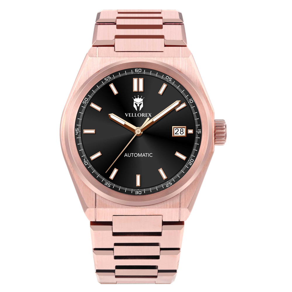 Vellorex EdgeTime 40 – Rose Gold Dial | Automatic Men's Watch | 40mm